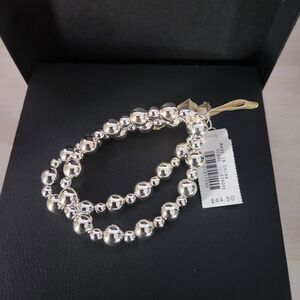 Elegant Silver Beaded Bracelet Set